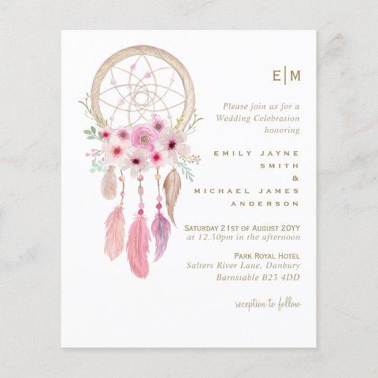 Papier Boho Lavender Dream Catcher Mariage rose (Devant)
