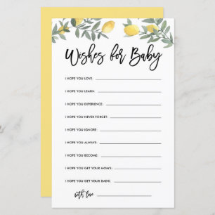 Papier Boho Lemon Baby shower bien des souhaits pour la c
