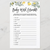 Papier Boho Lemon Baby Word Scramble Baby shower Jeu (Devant)