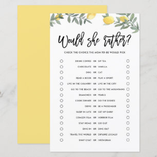 Papier Boho Lemon Voudrait Maman Plutôt Baby shower Jeu