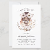 Papier Boho maman et bébé hibou Baby Sprinkle Invitation (Devant)
