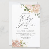 Papier Boho Mauve Pêche Baby shower Floral Invitation (Devant)