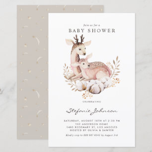 Papier Boho Mommy et Baby Deer Baby shower Invitation