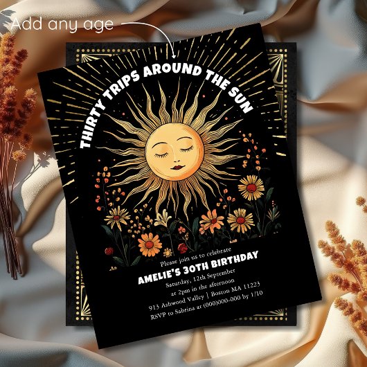 Papier Boho Mystical Sun 30th Birthday Invitation