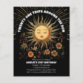 Papier Boho Mystical Sun Invitation 21e anniversaire (Devant)