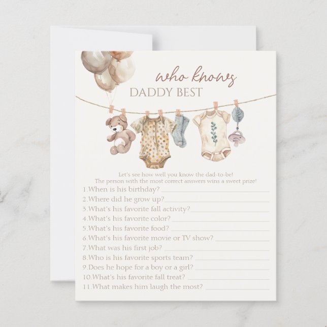 Papier Boho Neutral Vêtements De Bébé Qui Connaît Daddy J (Devant)