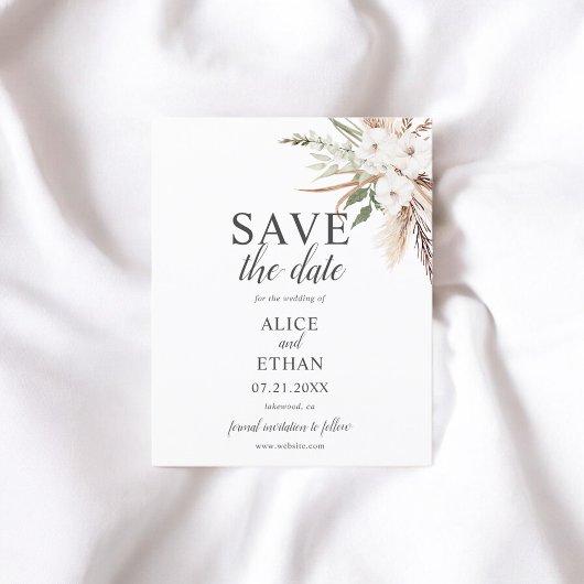 Papier Boho Pampa Grass Green Enregistrer La Date