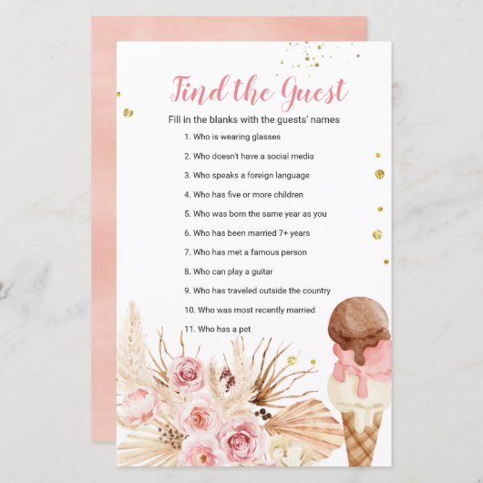 Papier Boho Pampas Crème glacée Grass Trouvez le jeu Invi (Devant / Derrière)