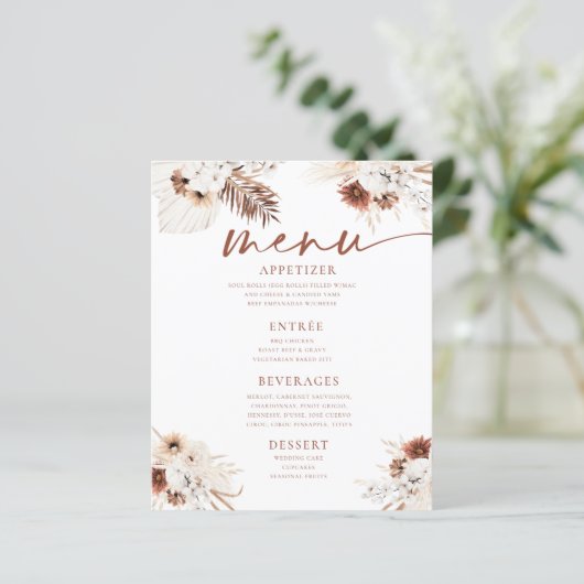 Papier Boho Pampas Gras Mariage plat (Debout devant)