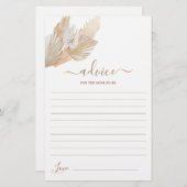 Papier Boho pampas grass Conseils pour la maman à être ca (Devant / Derrière)