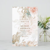 Papier BOHO Pampas Grass Floral Coral Sage Mariage (Debout devant)