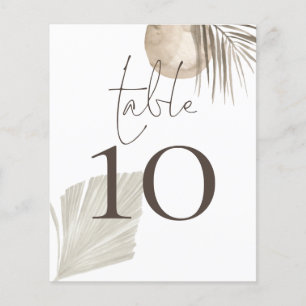 Papier Boho Pampas Grass Mariage Numéro de tableau