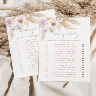 Papier Boho pampas herbe maman ou papa jeu de baby shower