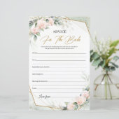 Papier Boho pastel rose roses or Conseils pour la mariée (Debout devant)