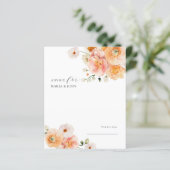 Papier Boho Peach & Blush Floral Wedding Advice Card (Debout devant)