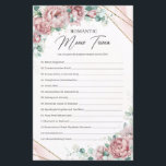 Papier Boho poudre rose roses or Romantic Movie Trivia<br><div class="desc">Boho poudre rose roses or Romantic Movie Trivia jeu de douche nuptiale, Charmante design bohème, inspiré par les roses éternels - les pivoines - le symbole de l'amour, jardin fleuri luxurie de roses roses rousses rousses et poussiéreuses, tissé dans la verdure eucalyptus fraîche et tissé autour du cadre géométrique fax...</div>