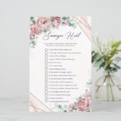 Papier Boho poudre rose roses verdure Scavenger Chasse (Debout devant)