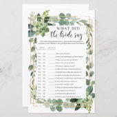 Papier Boho Qu'est-ce que la mariée a dit de jeu succulen (Devant / Derrière)