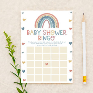 Papier Boho Rainbow Bingo Baby shower Jeu