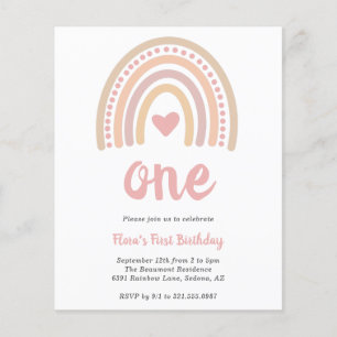 Papier Boho Rainbow Girl Budget Premier anniversaire Invi