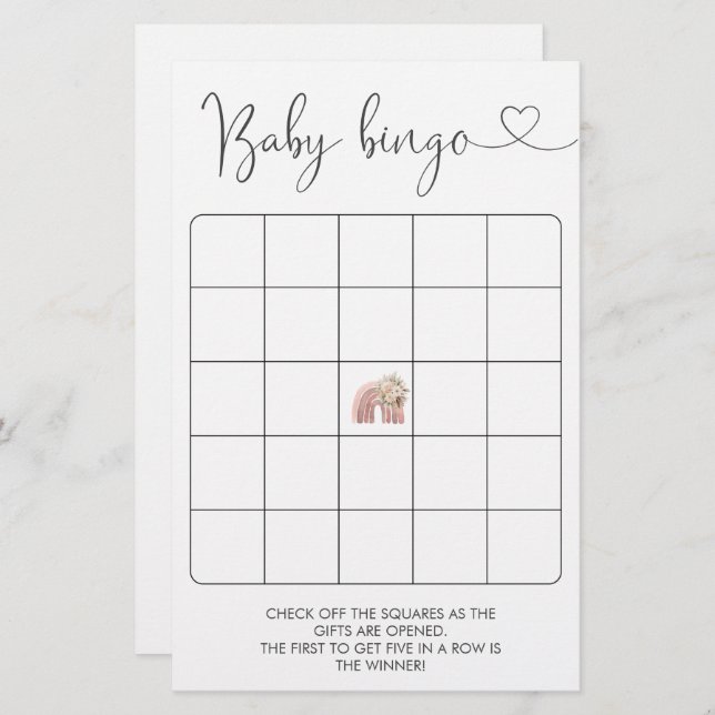 Papier Boho Rainbow Souhaits Pour Bingo Bébé Jeu (Devant / Derrière)