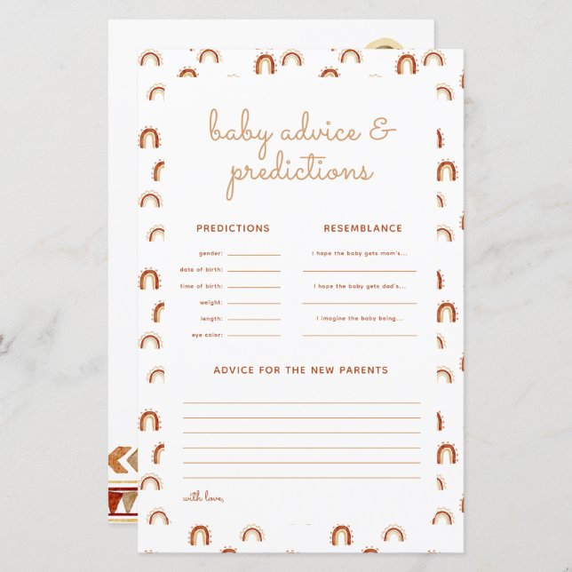 Papier Boho Rainbow Tribal Plantes Predictions Jeu (Devant / Derrière)