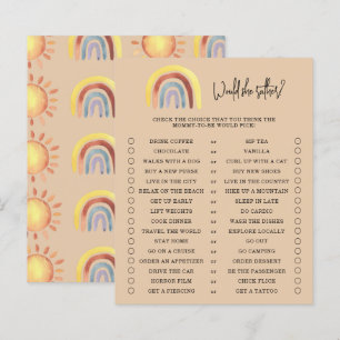 Papier Boho Rainbow Voudrait-Elle Plutôt Baby shower Jeu