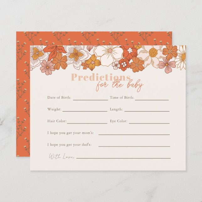 Papier Boho Retro Super Floral prédictions bébé (Devant / Derrière)