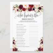 Papier Boho romantique qui connaît la mariée meilleur jeu (Devant / Derrière)