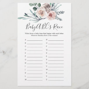 Papier Boho Rose Baby shower Baby ABC's Race Game