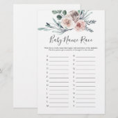 Papier Boho Rose Baby shower Baby Name Race Jeu (Devant / Derrière)