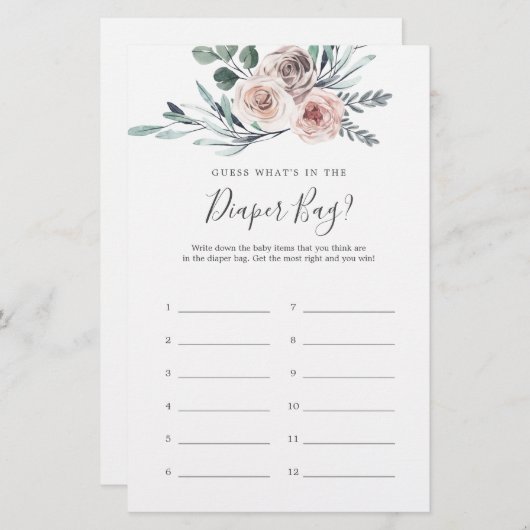 Papier Boho Rose Baby shower Devinez ce qu'il y a dans le (Devant / Derrière)