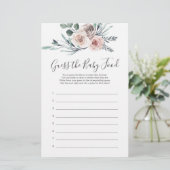 Papier Boho Rose Baby shower Devinez The Baby Food (Debout devant)