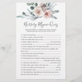 Papier Boho Rose Baby shower Nursery Rhyme Quiz Jeu (Devant)