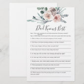 Papier Boho Rose Baby shower Papa connaît le meilleur jeu (Devant / Derrière)