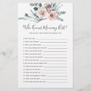 Papier Boho Rose Baby shower Qui Connaît Maman Meilleur