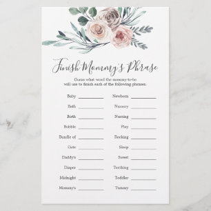 Papier Boho Rose Baby shower Terminer la phrase de maman