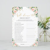 Papier Boho rose floral rousse qui connaît mieux la marié (Debout devant)