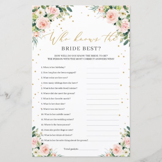 Papier Boho rose floral rousse qui connaît mieux la marié (Devant)