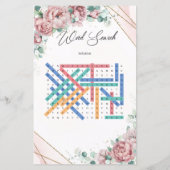 Papier Boho rose or eucalyptus verdure Word Search (Dos)