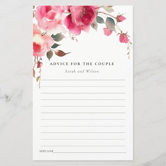 Papier Boho Rose Rose rose Fleurs Wedding showers Conseil (Devant)