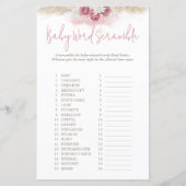 Papier Boho Rose Word Scramble Baby shower Jeu (Devant)