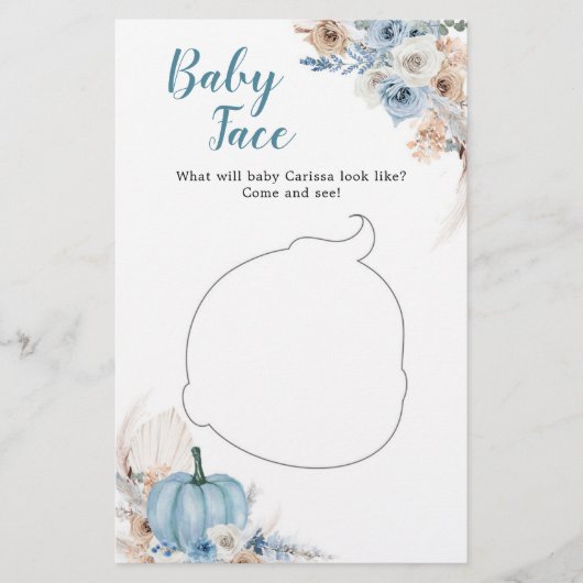 Papier Boho Rustic Citrouille Automne Baby shower Baby Fa (Devant)