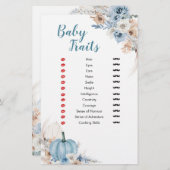 Papier Boho Rustic Citrouille Fall Baby Traits Jeux (Devant / Derrière)