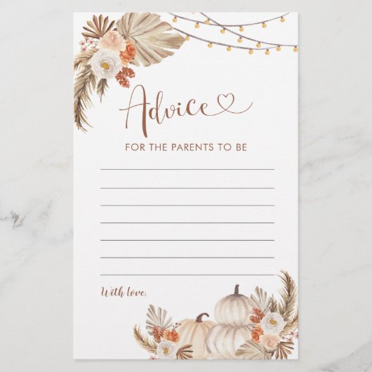 Papier Boho Rustic Citrouille Fall in Love Conseil pour l (Devant)