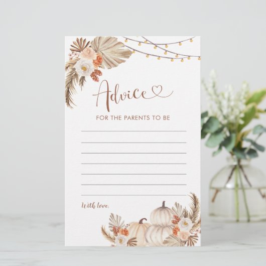 Papier Boho Rustic Citrouille Fall in Love Conseil pour l (Debout devant)