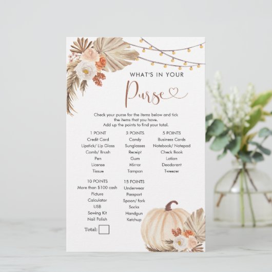 Papier Boho Rustic Citrouille Fall in Love Purse Jeu (Debout devant)