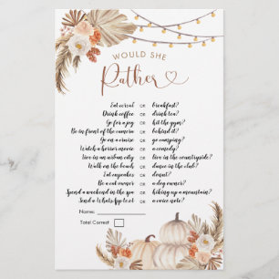 Papier Boho Rustic Citrouille Fall in Love Voudrait-elle
