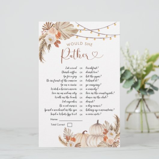 Papier Boho Rustic Citrouille Fall in Love Voudrait-elle  (Debout devant)