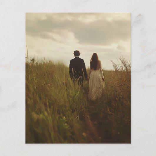 Papier Boho Rustic Script Photo Budget Faire-part de mari (Dos)